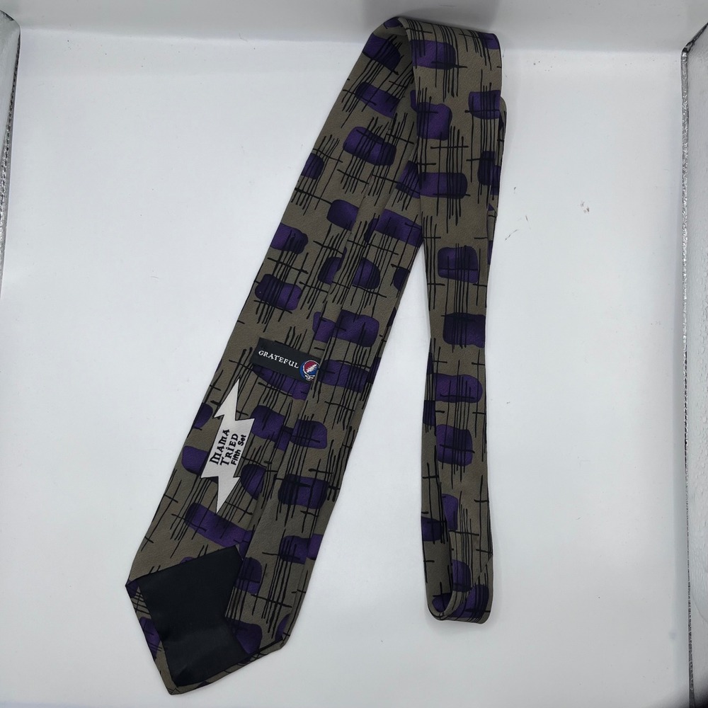 Grateful Dead Necktie Mens OS Purple Olive Mama Tried Fifth Set 1996 Silk